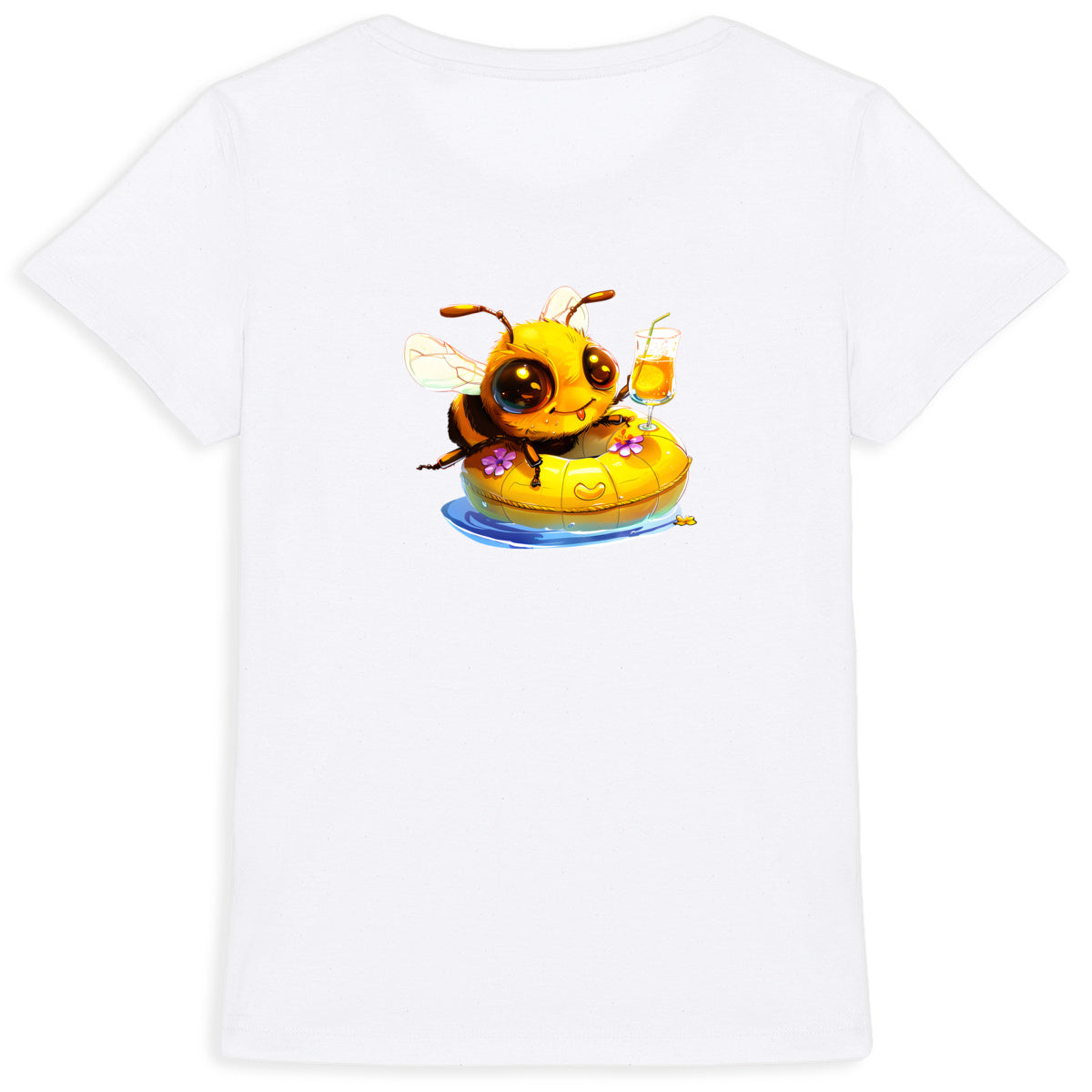 Chilling Bee at the Pool Back T-shirt Femme à Col Rond