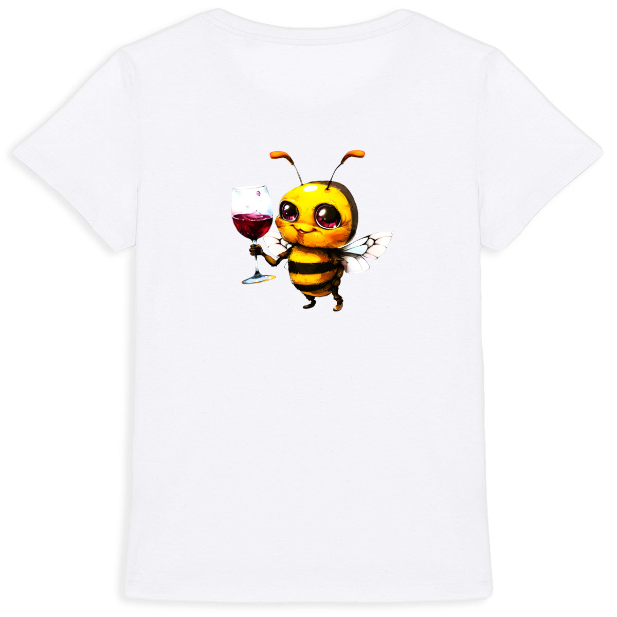 Bee Drinking Wine 2 Back T-shirt Femme à Col Rond