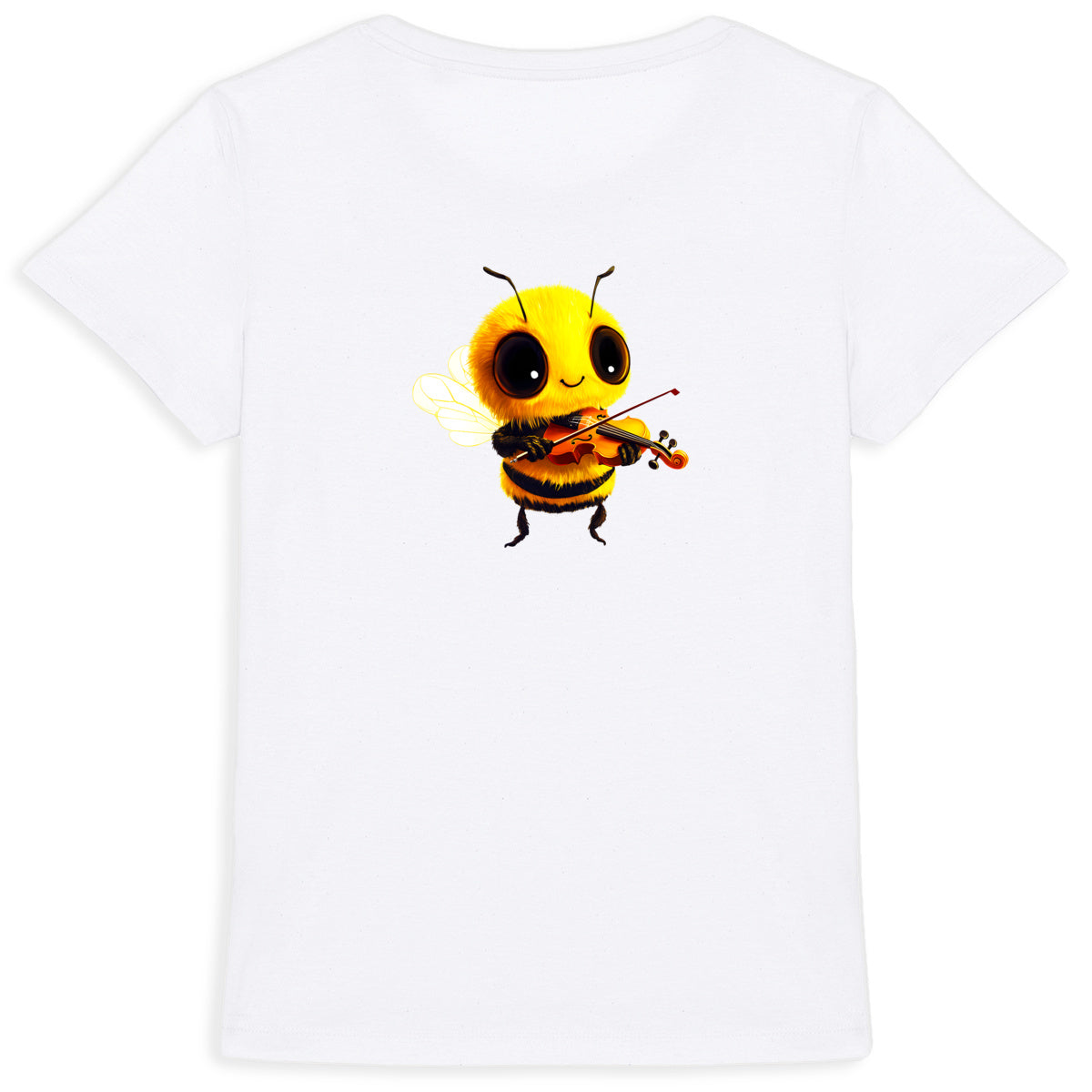 Violin Bee 1 Back T-shirt Femme à Col Rond