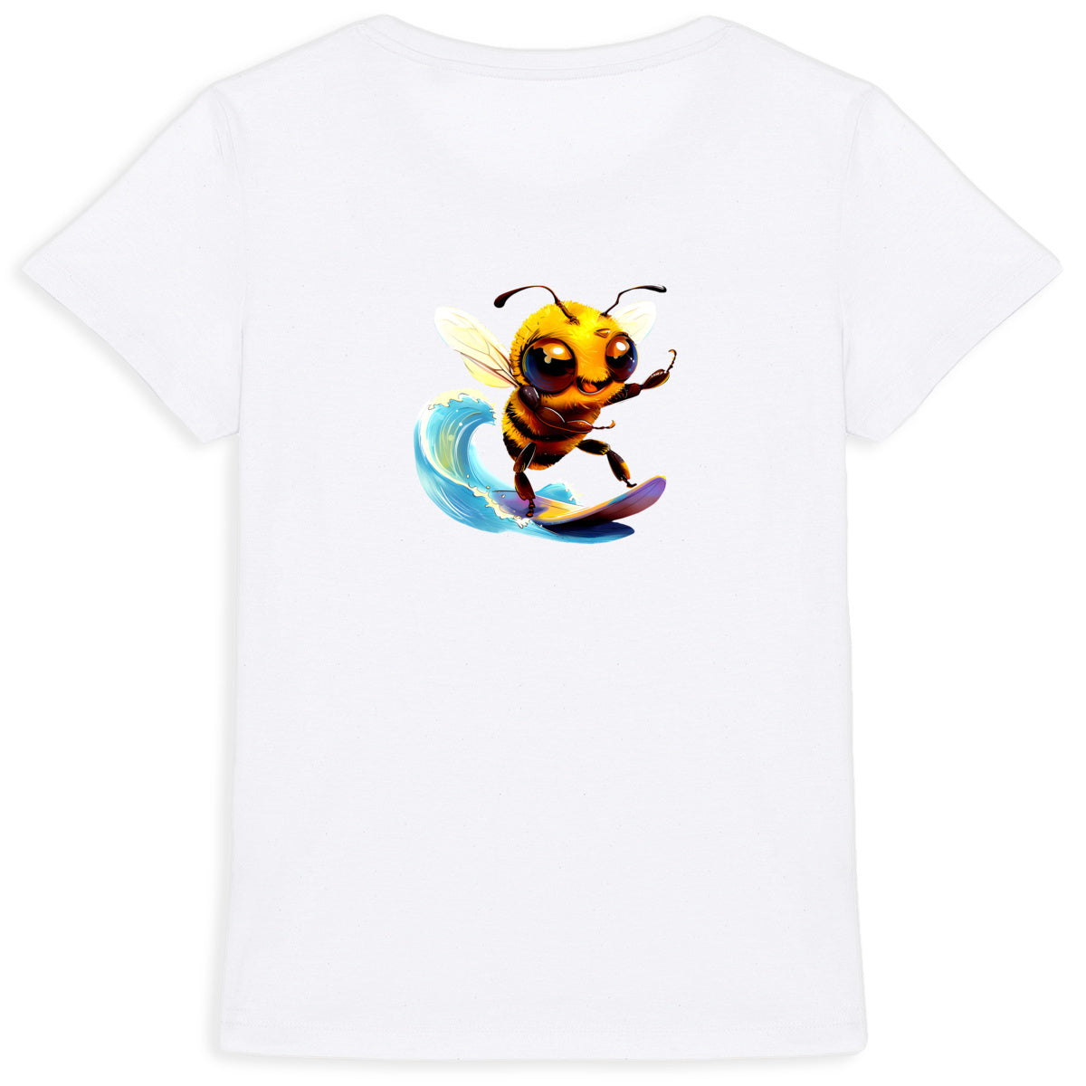 Surfing Bee Back T-shirt Femme à Col Rond