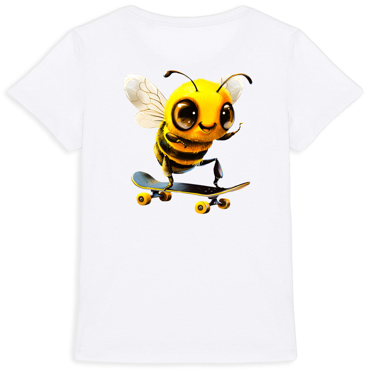 Skateboarding Bee Back T-shirt Femme à Col Rond