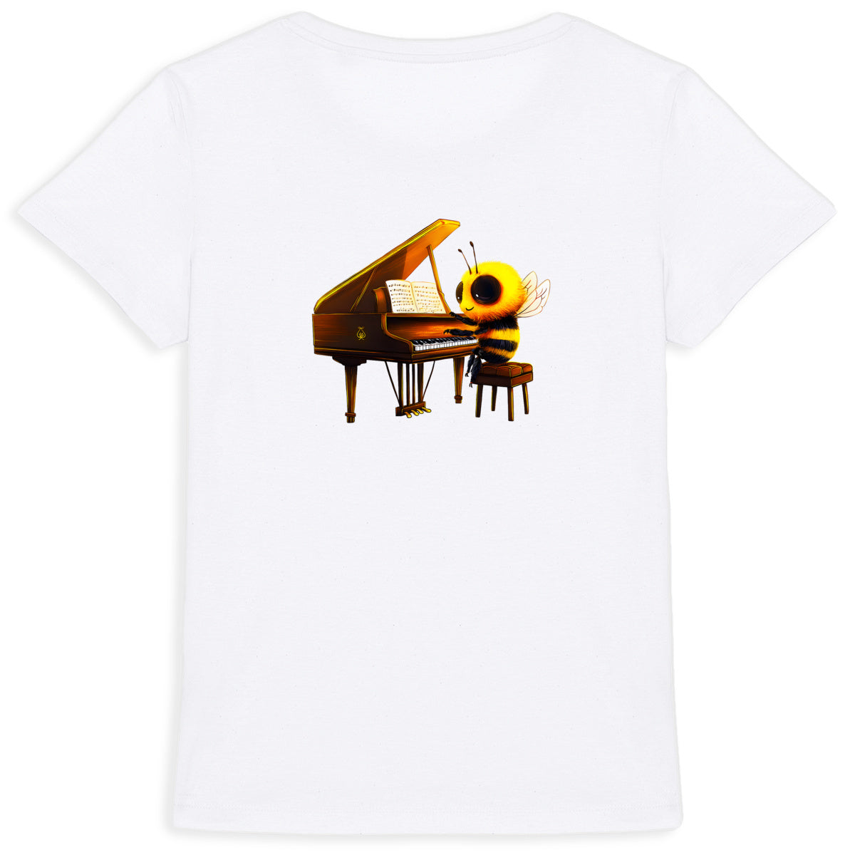 Piano Bee 1 Back T-shirt Femme à Col Rond