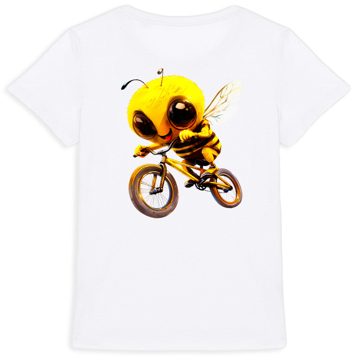 Biking Bee Back T-shirt Femme à Col Rond