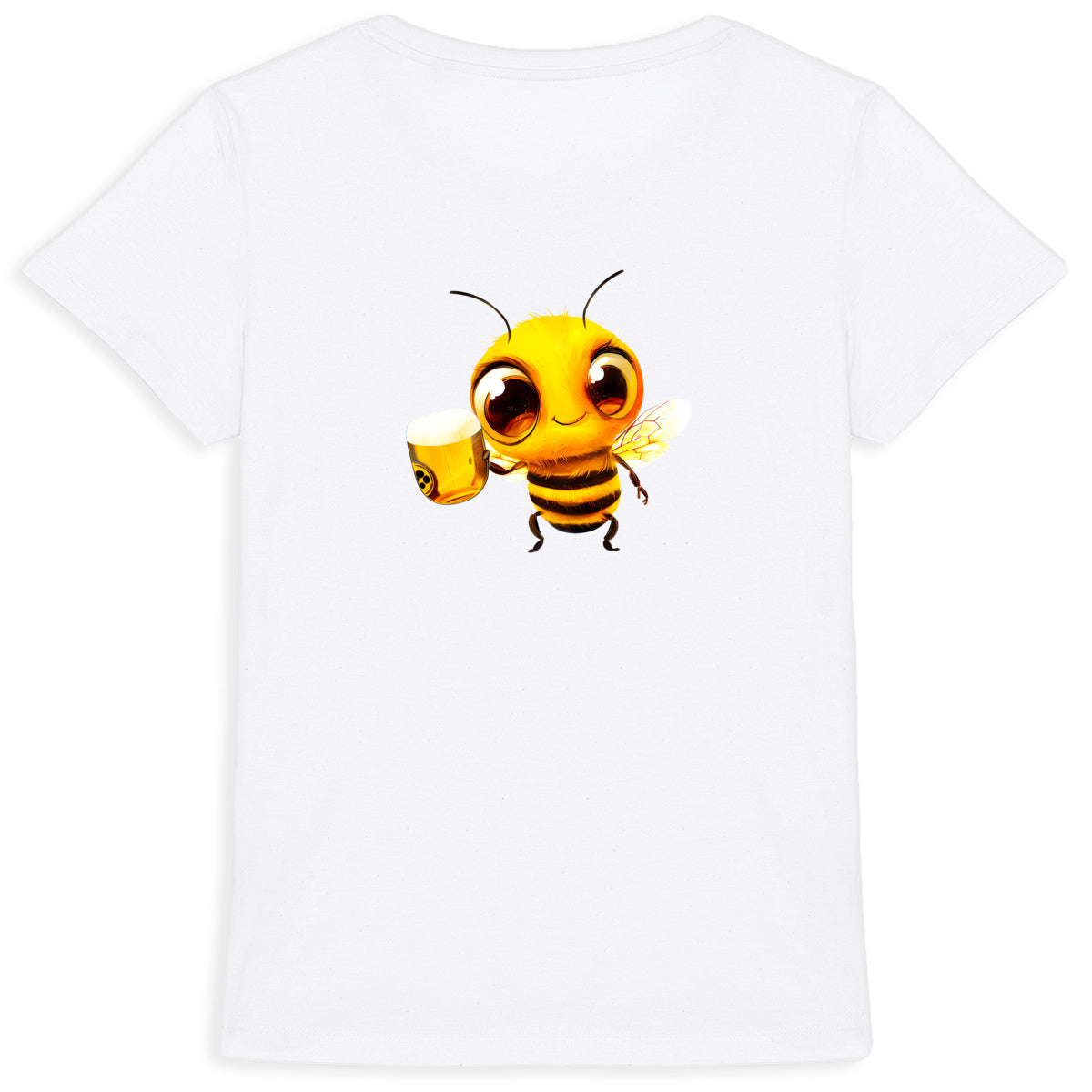 Bee Drinking Beer 2 Back T-shirt Femme à Col Rond