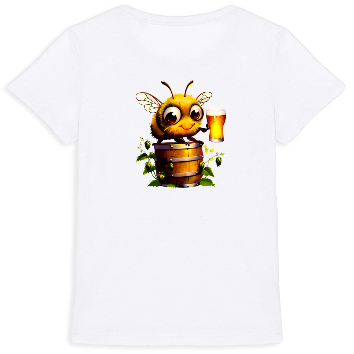 Bee Drinking Beer 2 Back T-shirt Femme à Col Rond