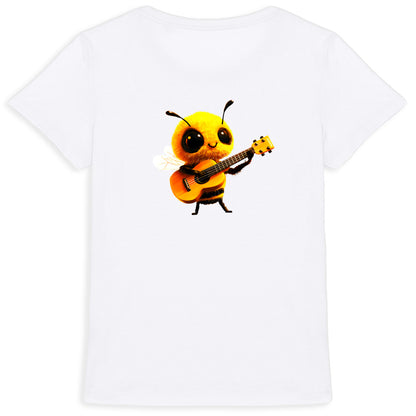 Guitar Bee 1 Back T-shirt Femme à Col Rond