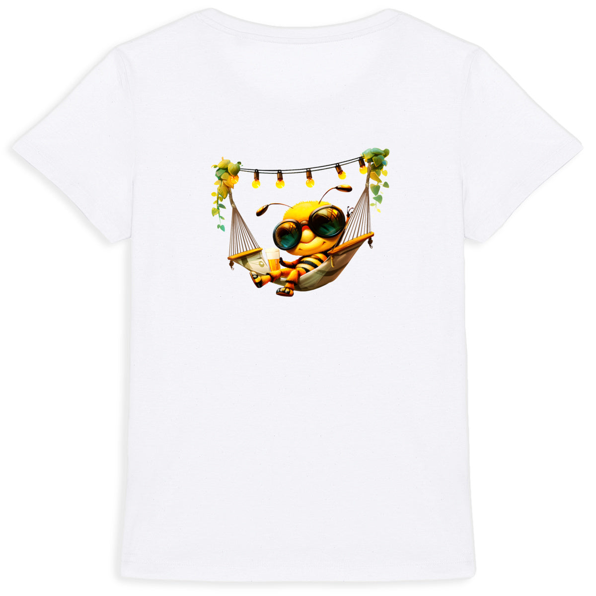 Chilling Out Bee in the Hammock Back T-shirt Femme à Col Rond