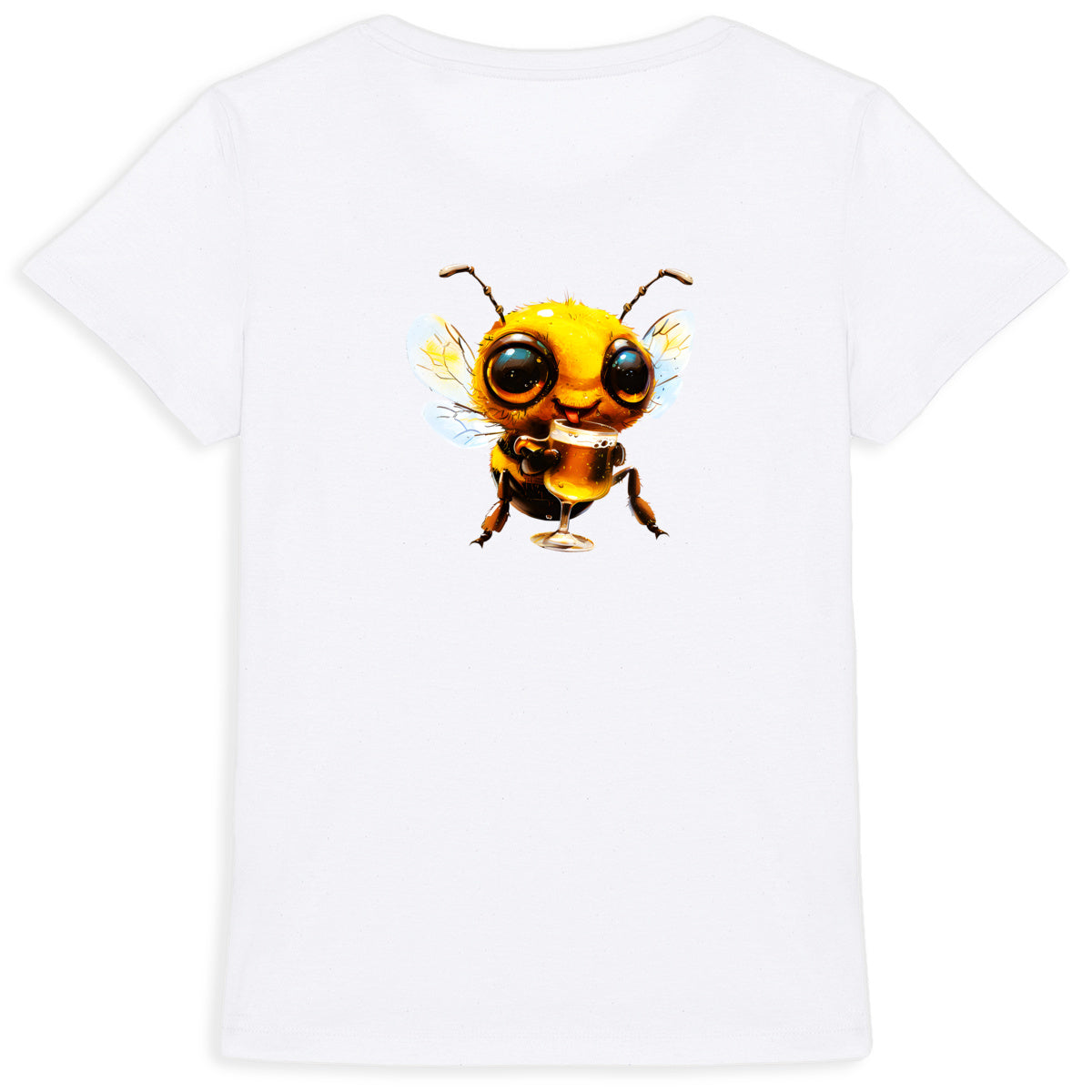 Bee Drinking Beer 1 Back T-shirt Femme à Col Rond