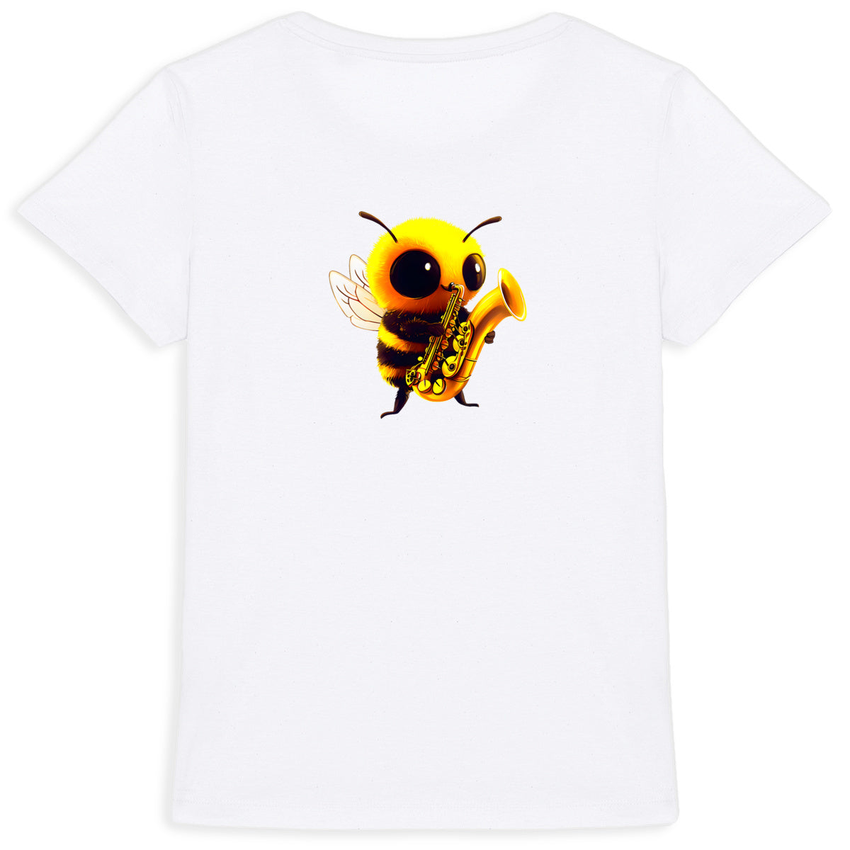 Saxophone Bee 1 Back T-shirt Femme à Col Rond