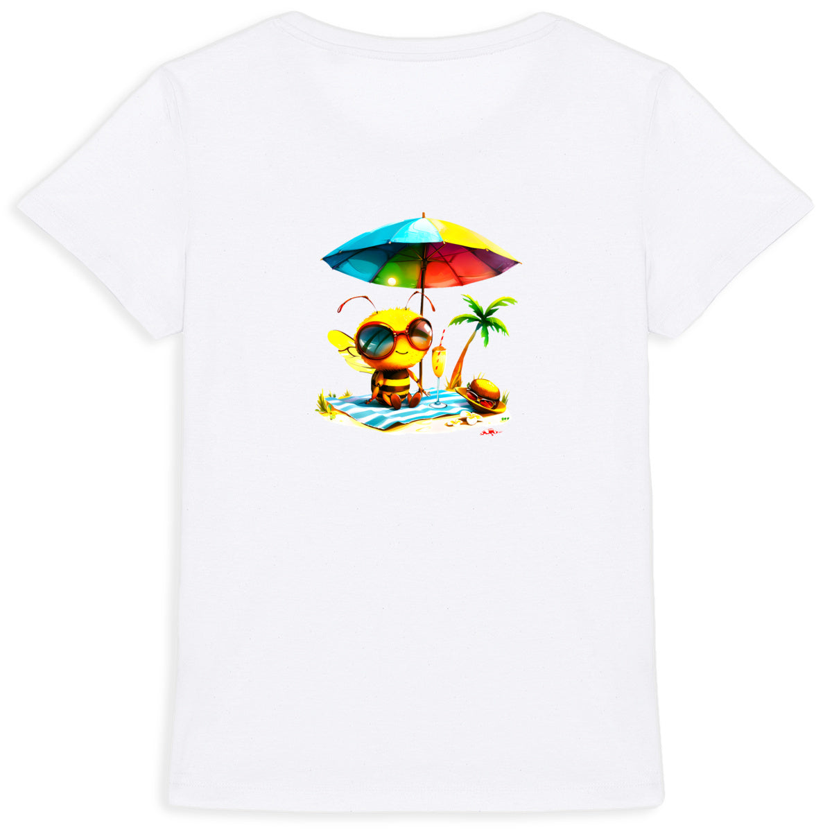 Chilling Bee at the Beach Back T-shirt Femme à Col Rond