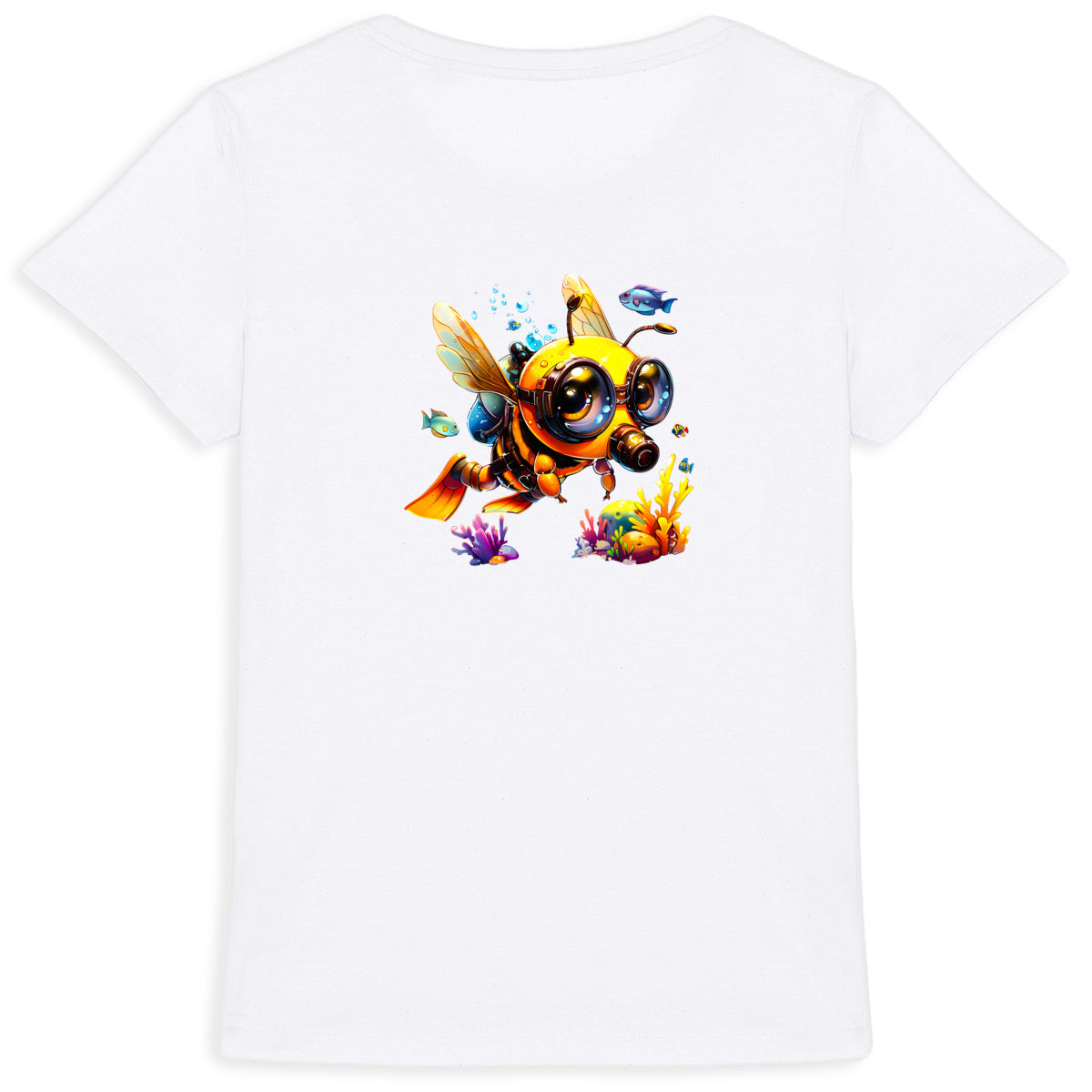 Diving Bee Back T-shirt Femme à Col Rond