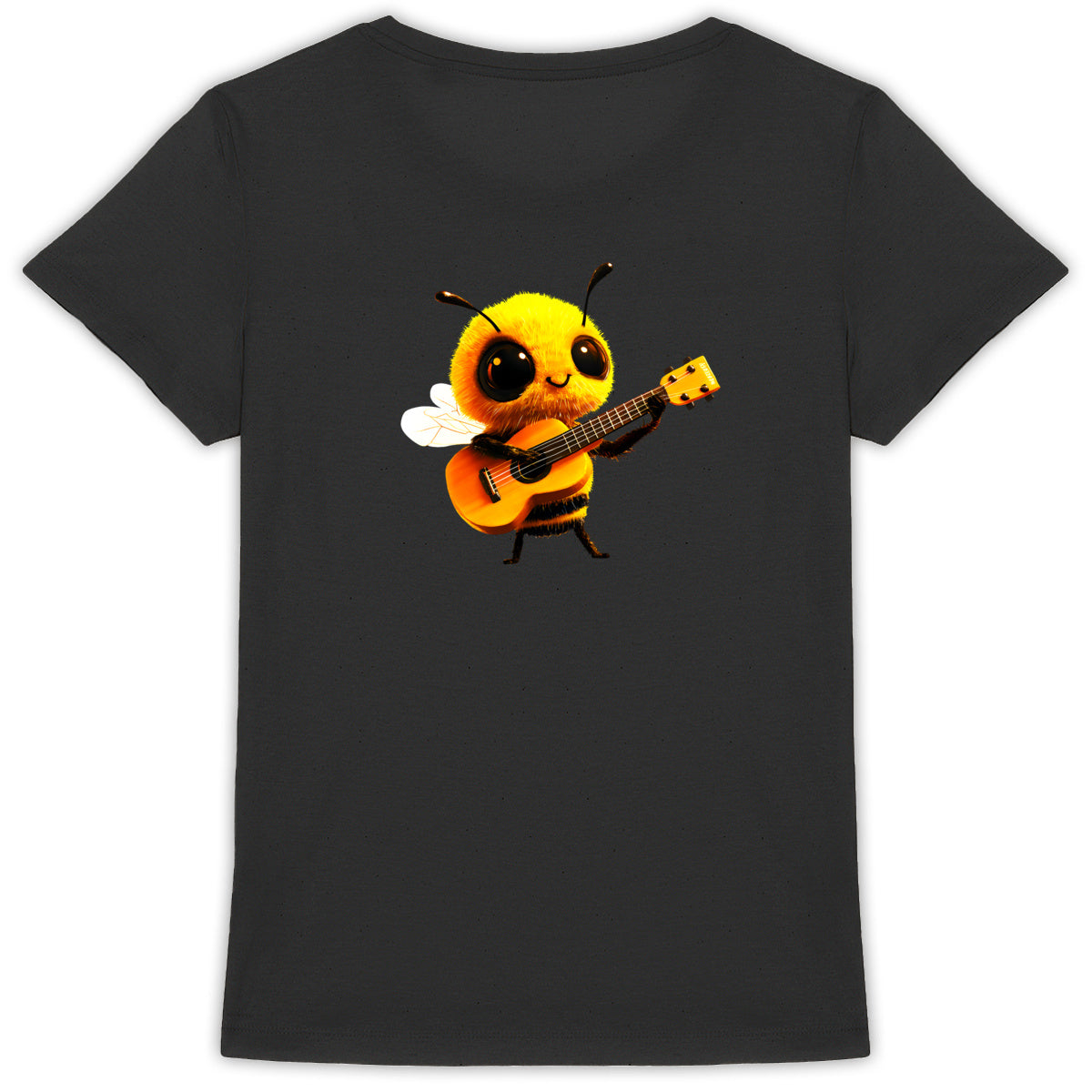 Guitar Bee 1 Back T-shirt Femme à Col Rond