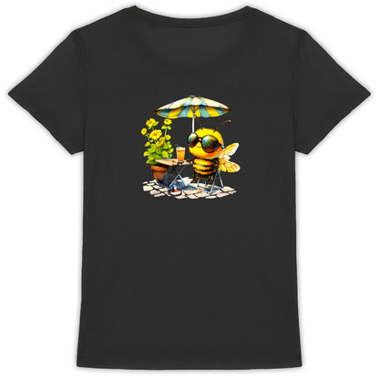 Chilling Bee at the Terrace Back T-shirt Femme à Col Rond