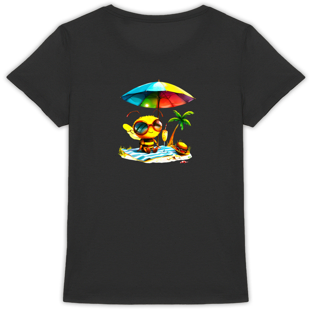 Chilling Bee at the Beach Back T-shirt Femme à Col Rond