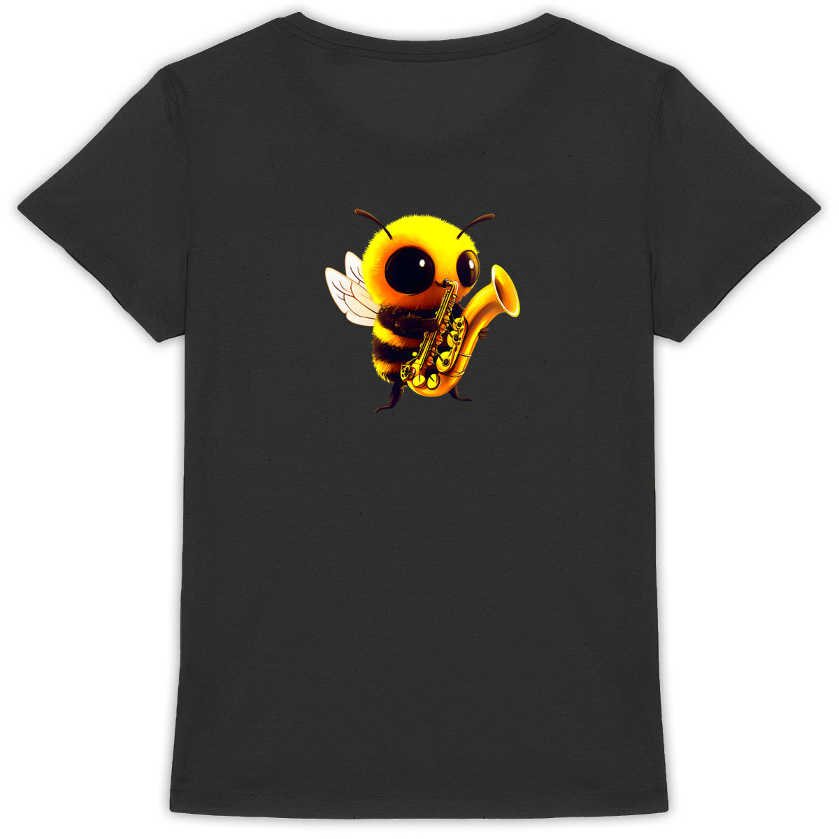 Saxophone Bee 1 Back T-shirt Femme à Col Rond