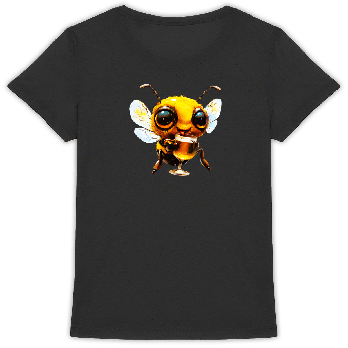 Bee Drinking Beer 1 Back T-shirt Femme à Col Rond