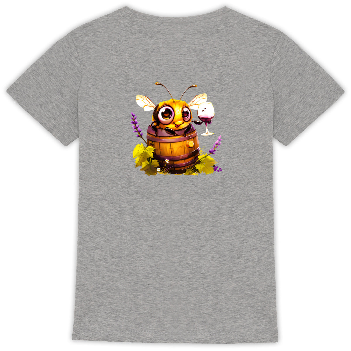 Bee Drinking Wine Back T-shirt Femme à Col Rond