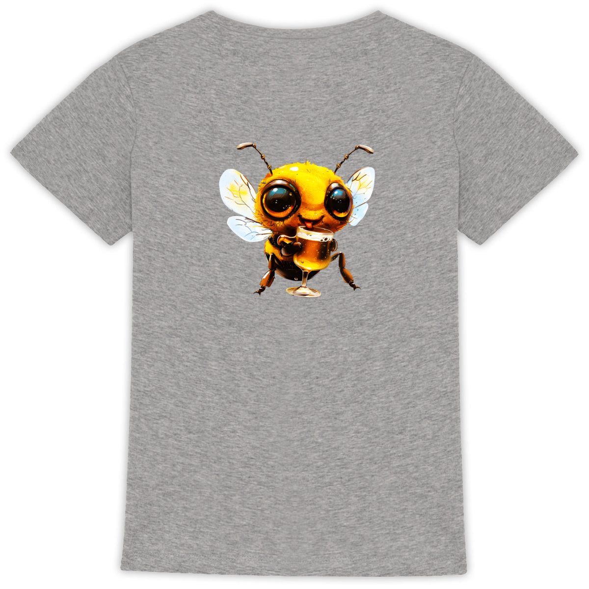 Bee Drinking Beer 1 Back T-shirt Femme à Col Rond