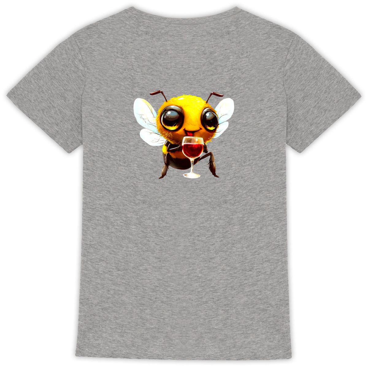 Bee Drinking Wine 1 Back T-shirt Femme à Col Rond