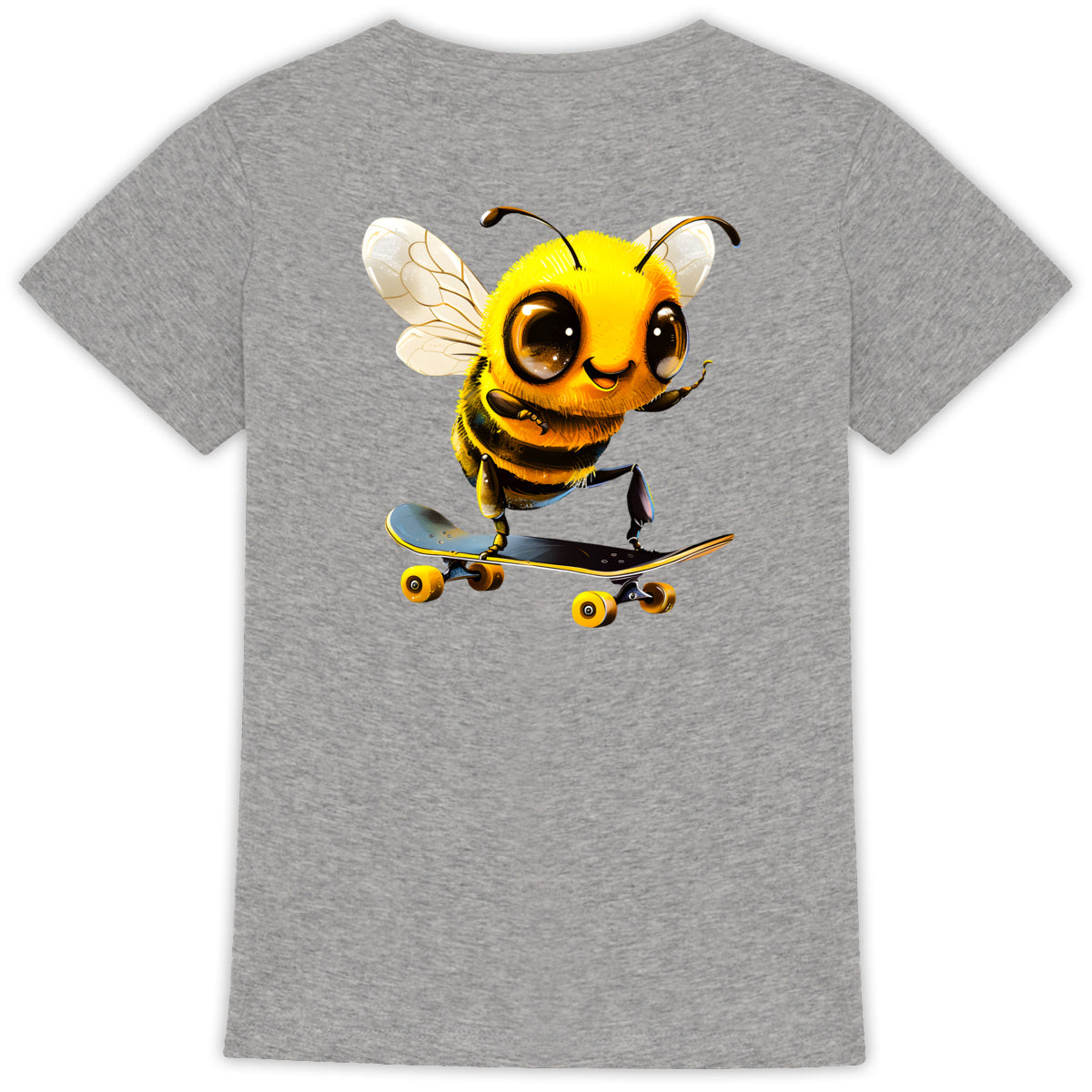 Skateboarding Bee Back T-shirt Femme à Col Rond