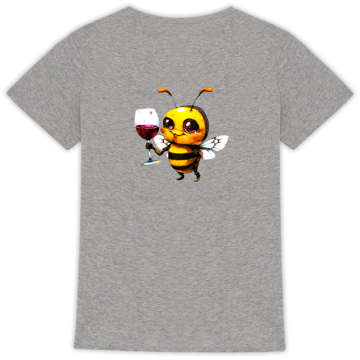 Bee Drinking Wine 2 Back T-shirt Femme à Col Rond