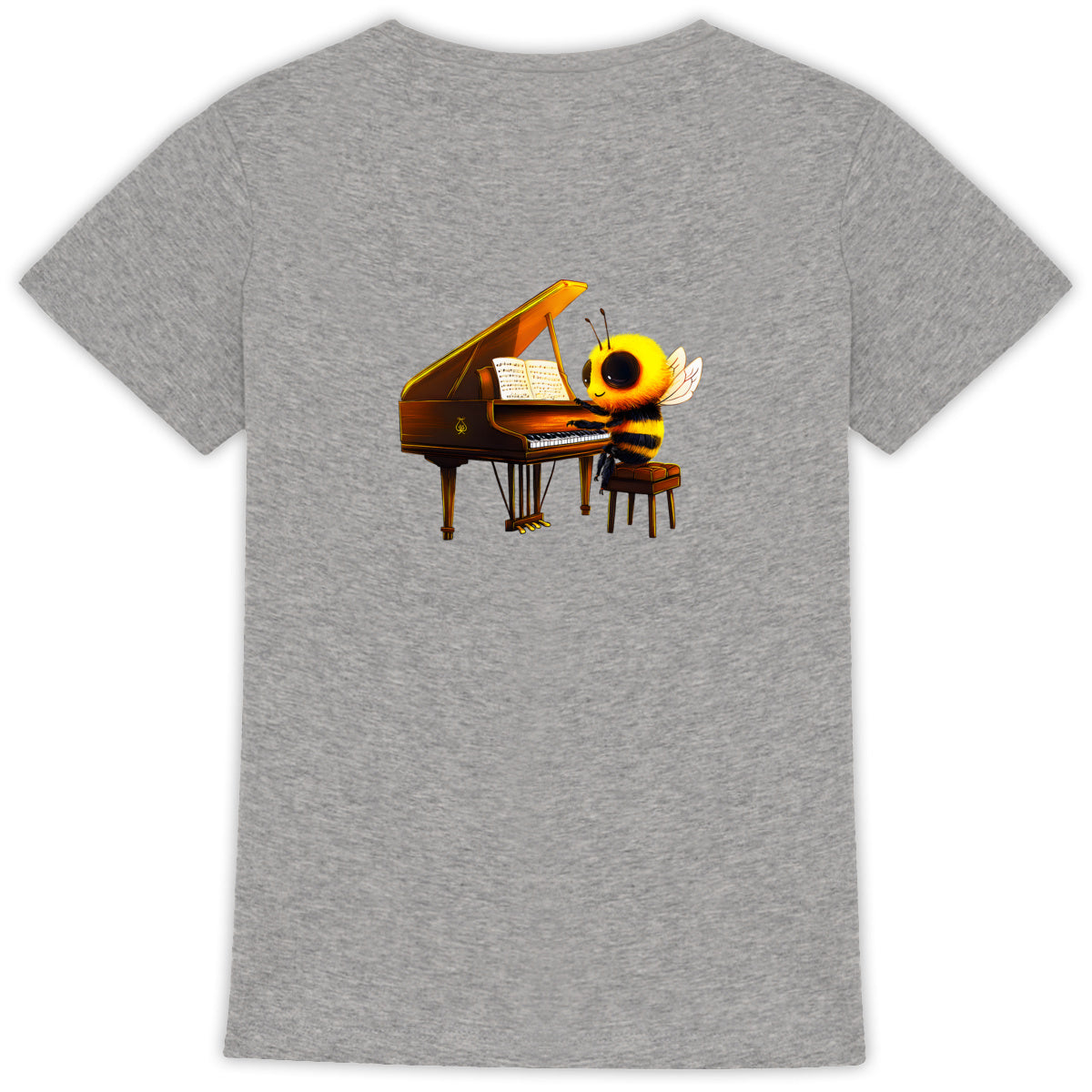 Piano Bee 1 Back T-shirt Femme à Col Rond