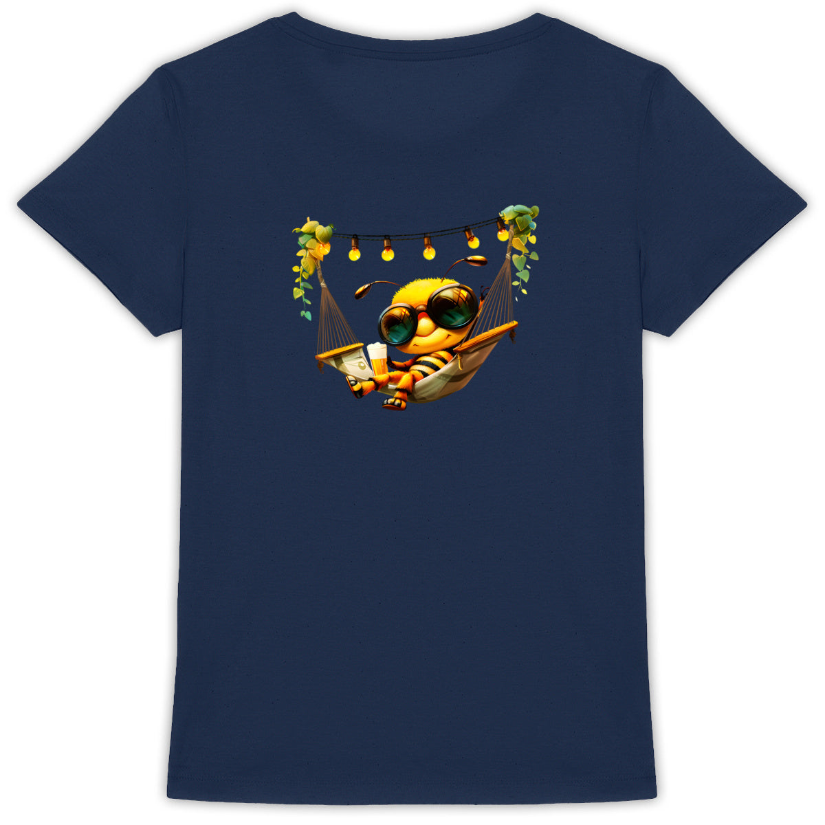 Chilling Out Bee in the Hammock Back T-shirt Femme à Col Rond