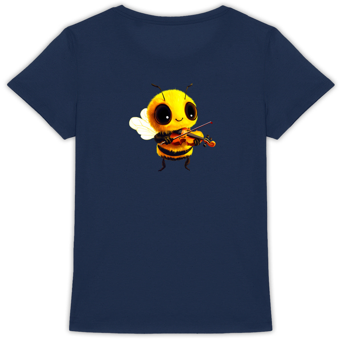 Violin Bee 1 Back T-shirt Femme à Col Rond