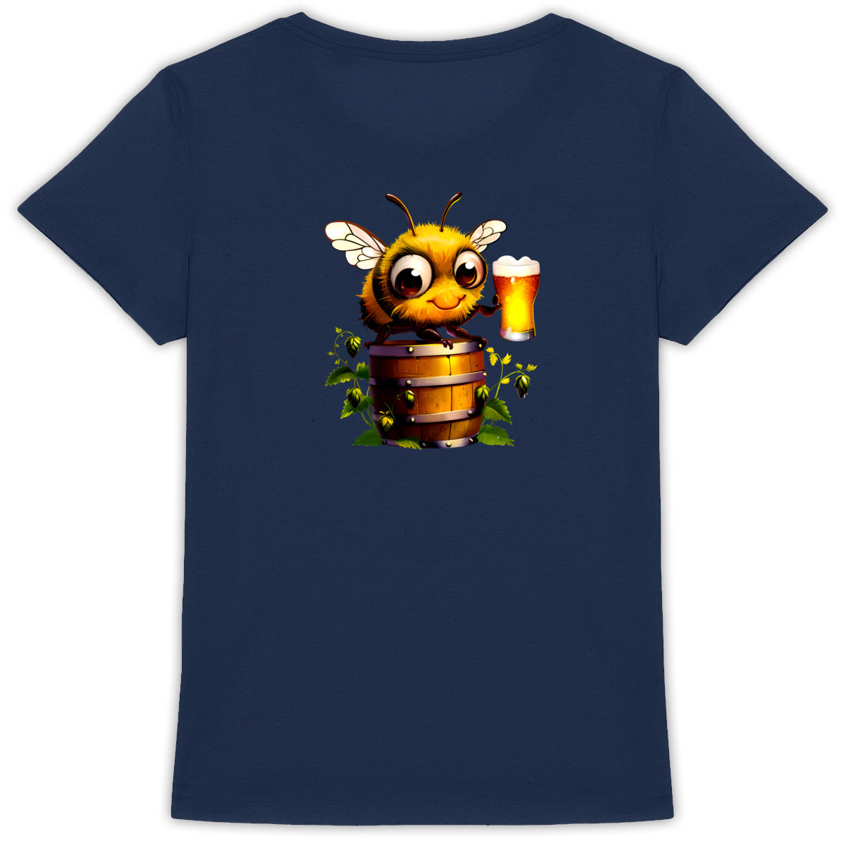 Bee Drinking Beer 2 Back T-shirt Femme à Col Rond