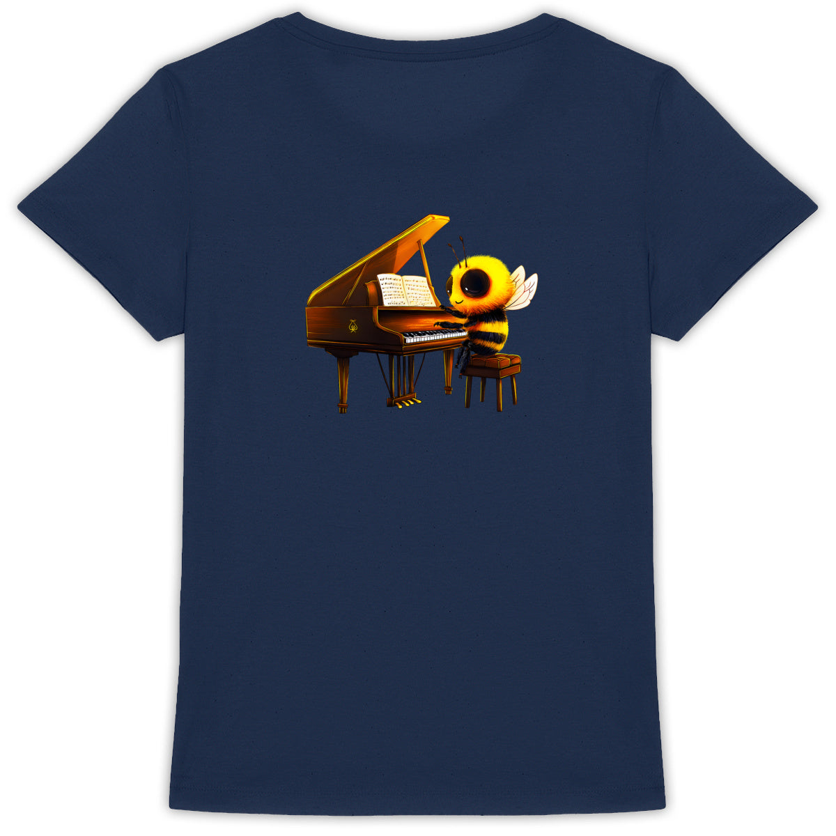 Piano Bee 1 Back T-shirt Femme à Col Rond