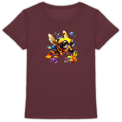 Diving Bee Back T-shirt Femme à Col Rond