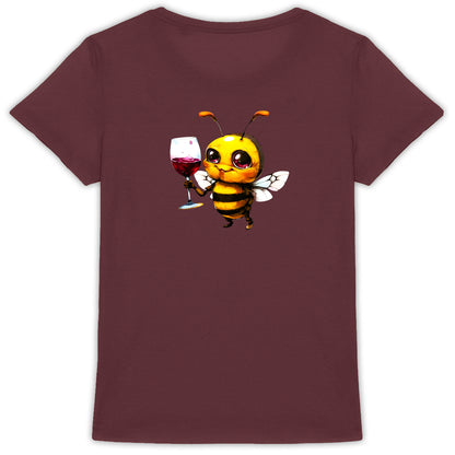 Bee Drinking Wine 2 Back T-shirt Femme à Col Rond