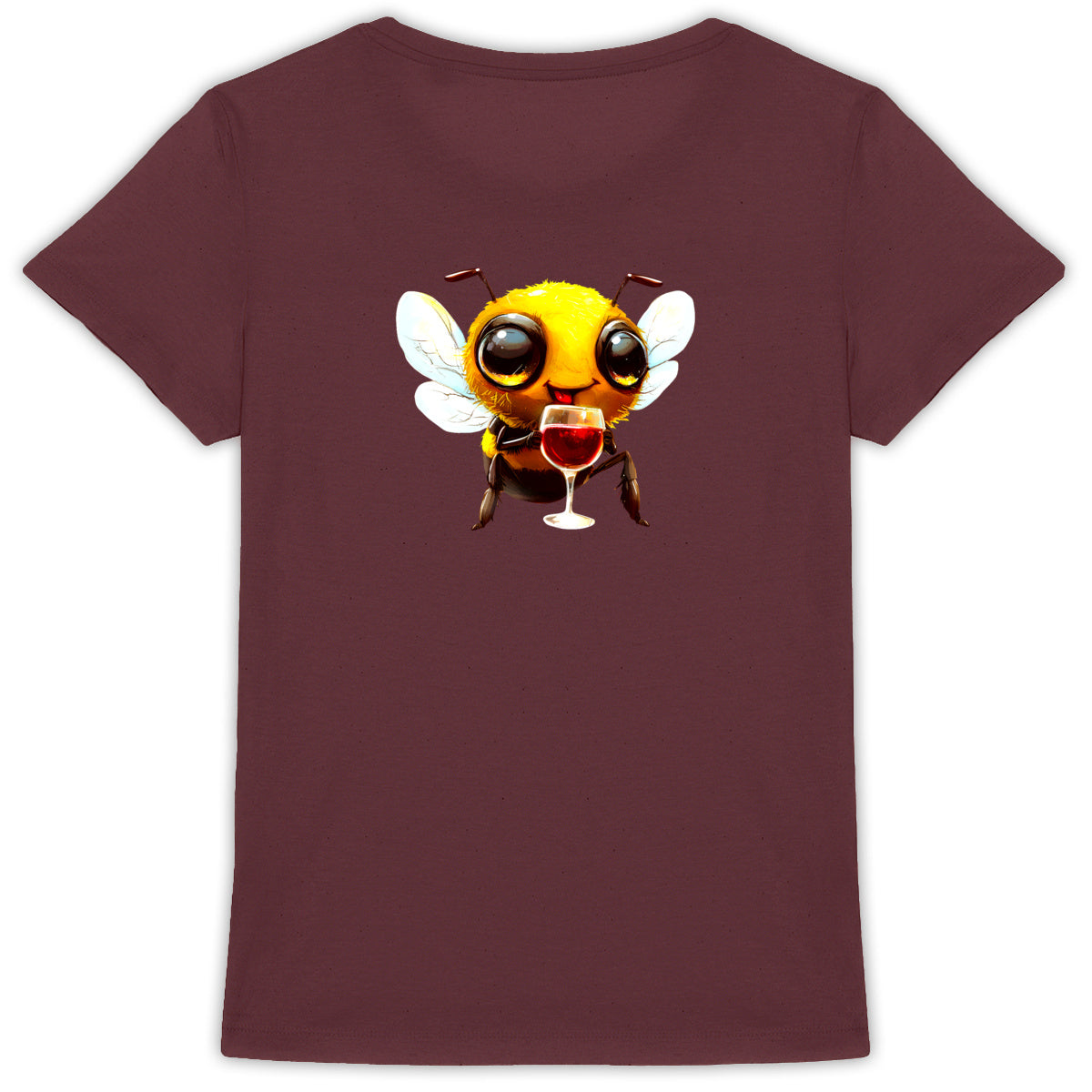 Bee Drinking Wine 1 Back T-shirt Femme à Col Rond