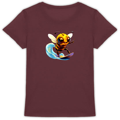 Surfing Bee Back T-shirt Femme à Col Rond