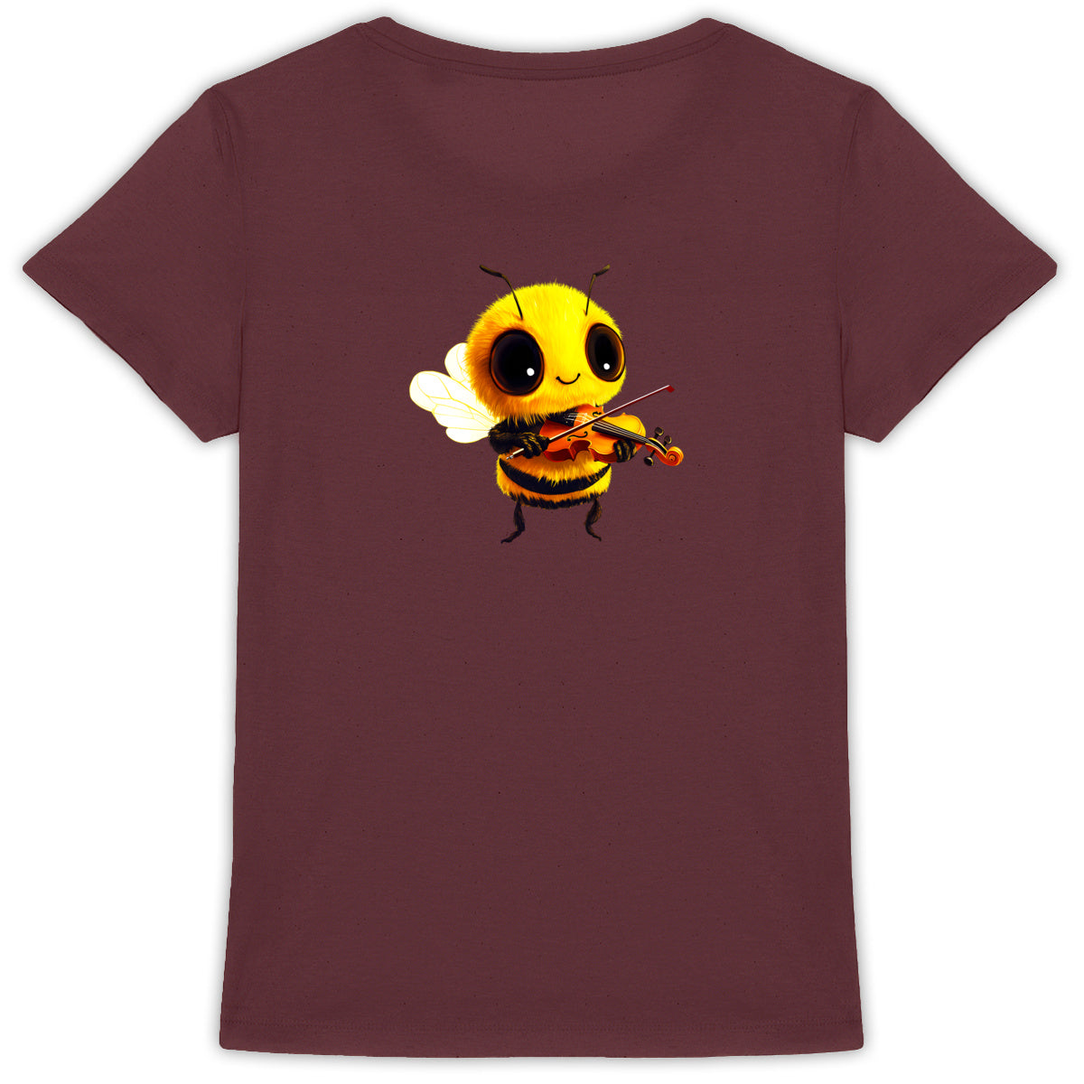 Violin Bee 1 Back T-shirt Femme à Col Rond