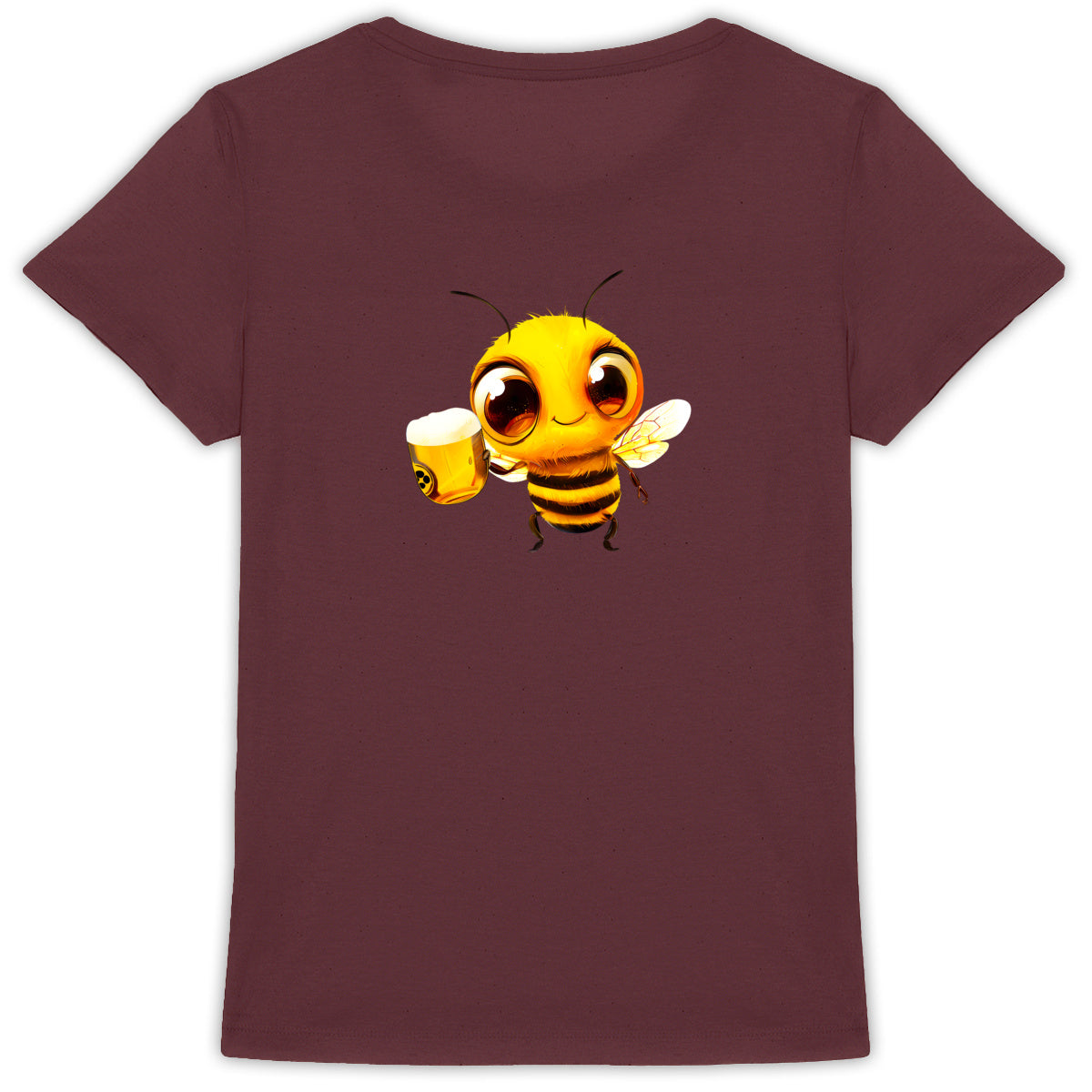 Bee Drinking Beer 2 Back T-shirt Femme à Col Rond