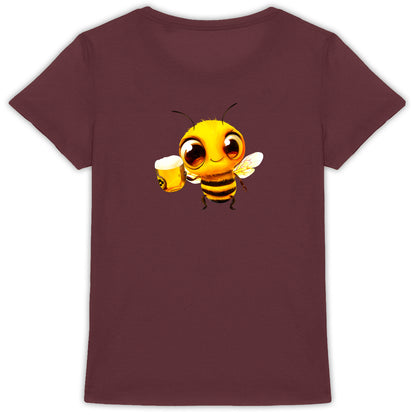 Bee Drinking Beer 2 Back T-shirt Femme à Col Rond