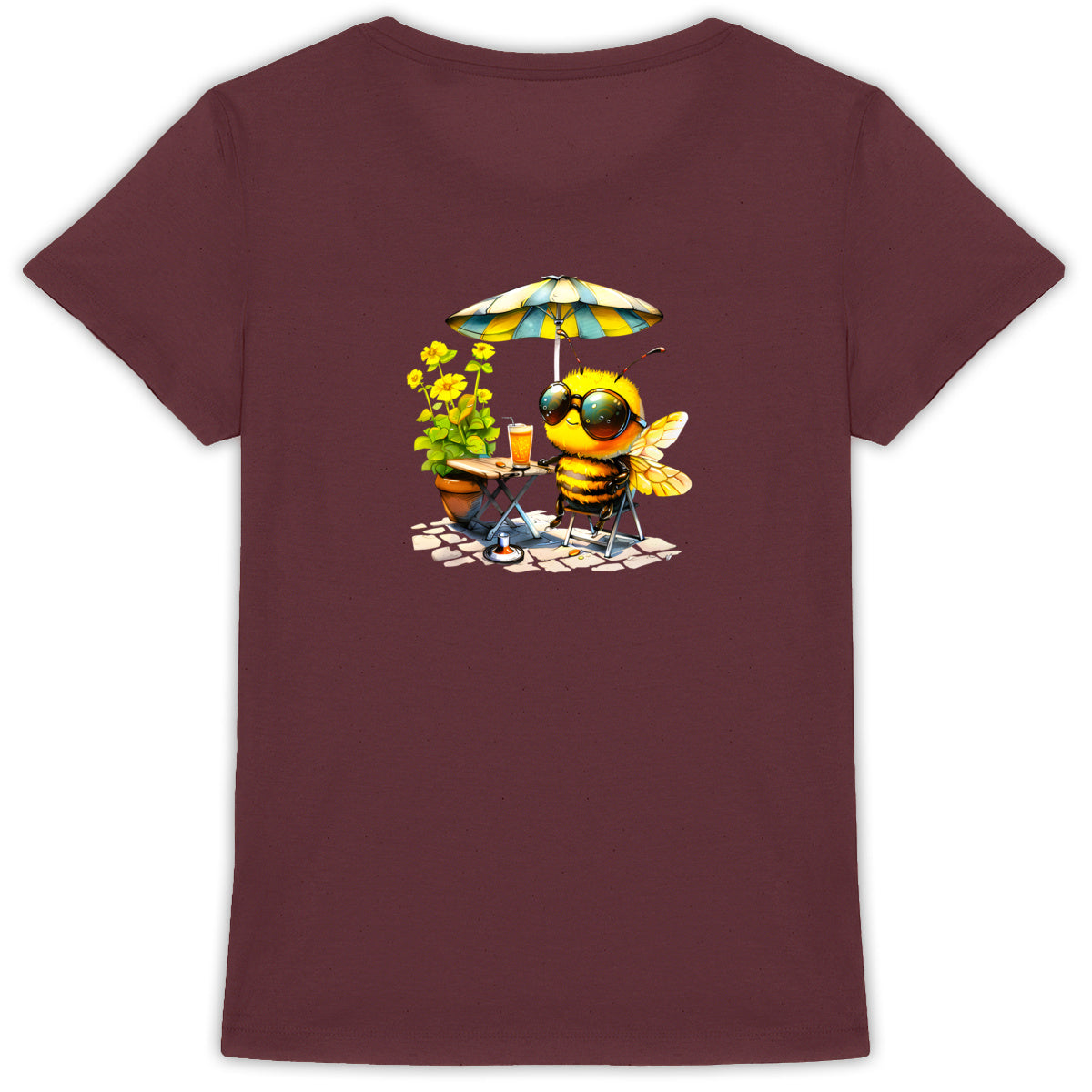 Chilling Bee at the Terrace Back T-shirt Femme à Col Rond