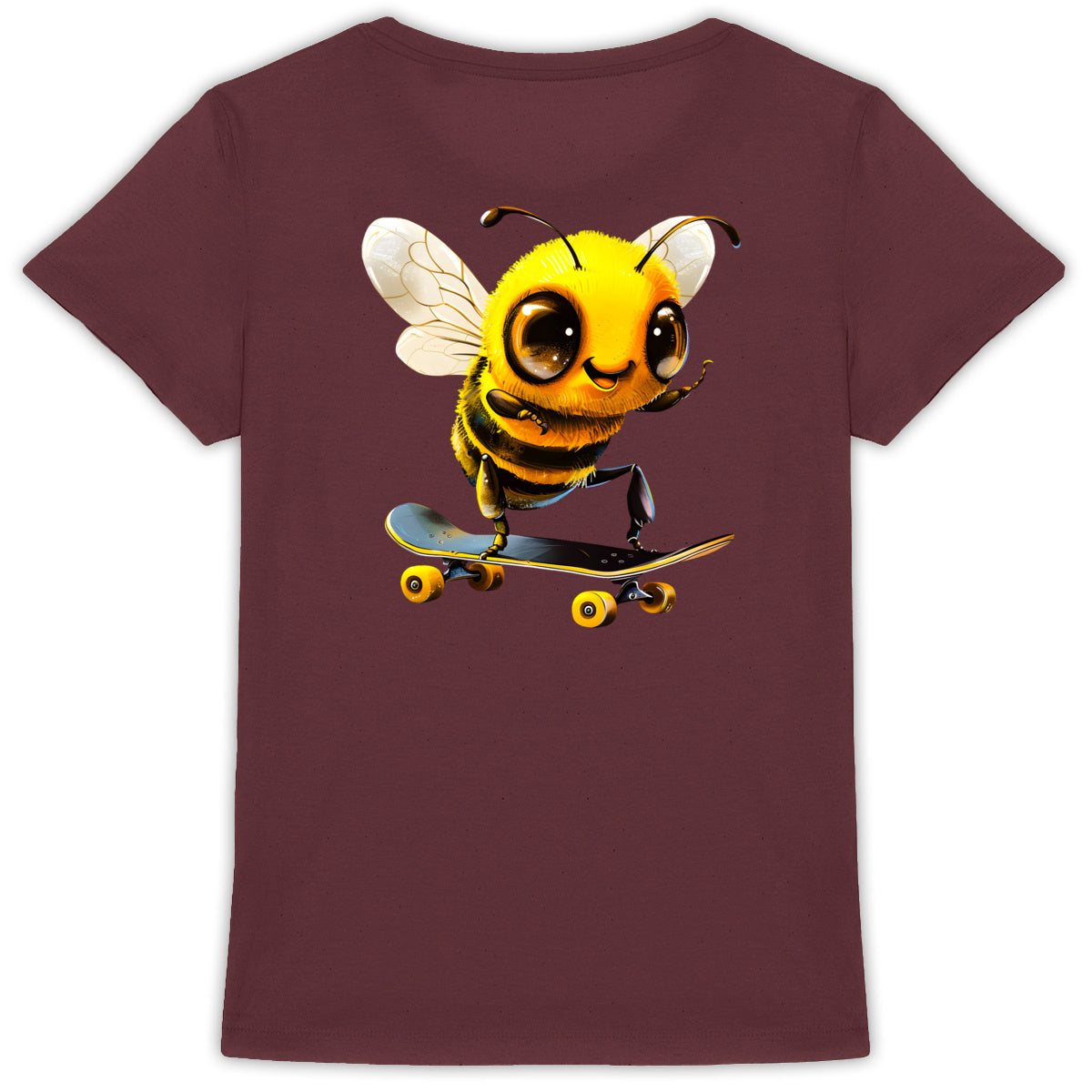 Skateboarding Bee Back T-shirt Femme à Col Rond