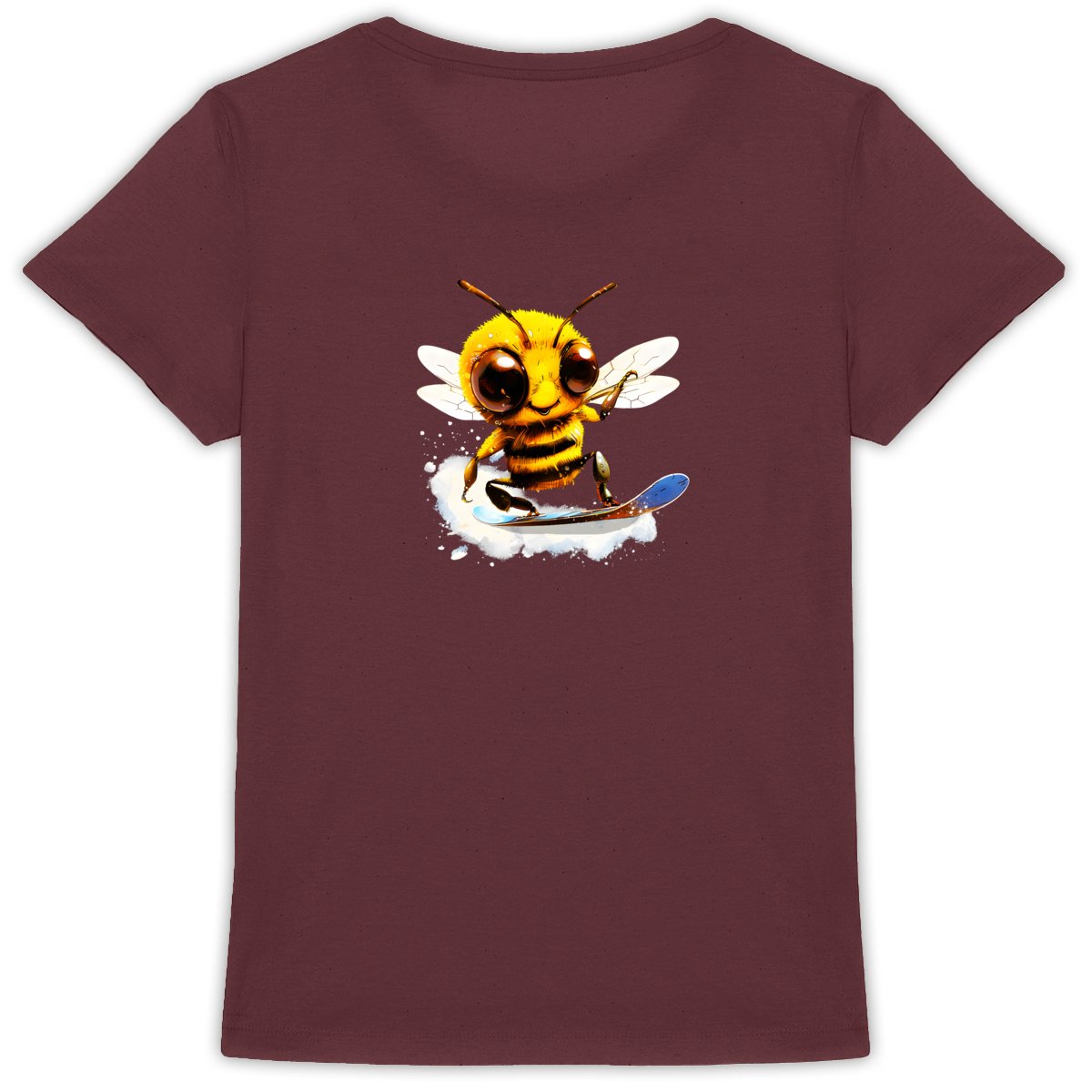 Snowboarding Bee Back T-shirt Femme à Col Rond