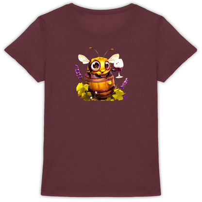 Bee Drinking Wine Back T-shirt Femme à Col Rond