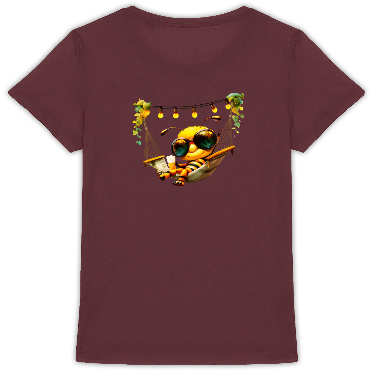 Chilling Out Bee in the Hammock Back T-shirt Femme à Col Rond