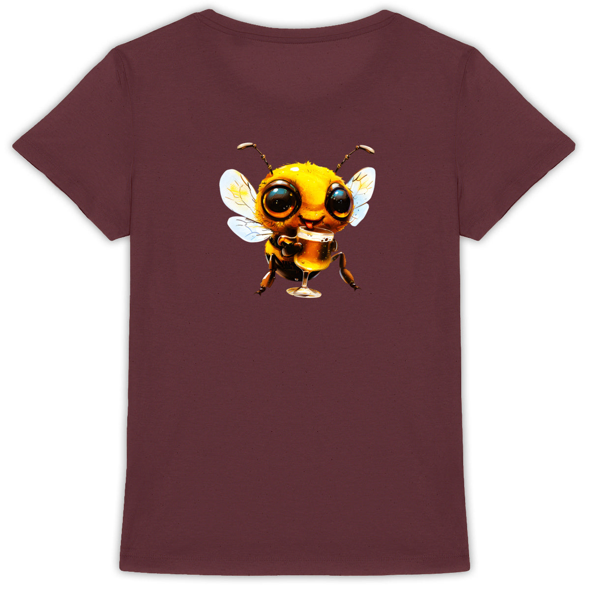 Bee Drinking Beer 1 Back T-shirt Femme à Col Rond