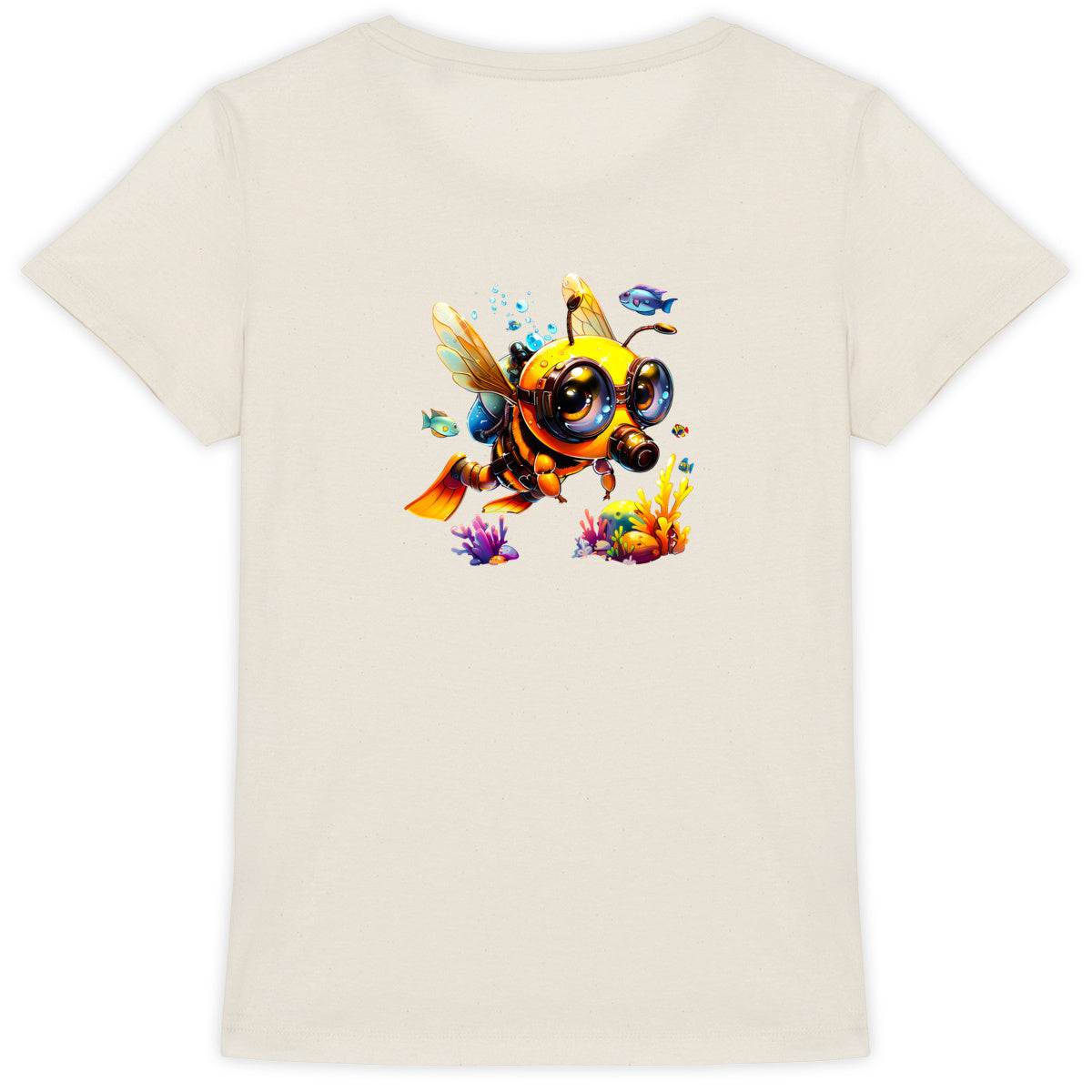 Diving Bee Back T-shirt Femme à Col Rond