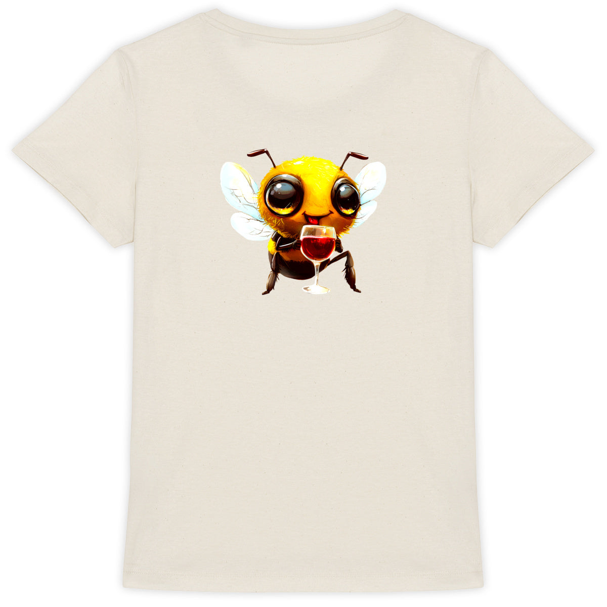 Bee Drinking Wine 1 Back T-shirt Femme à Col Rond