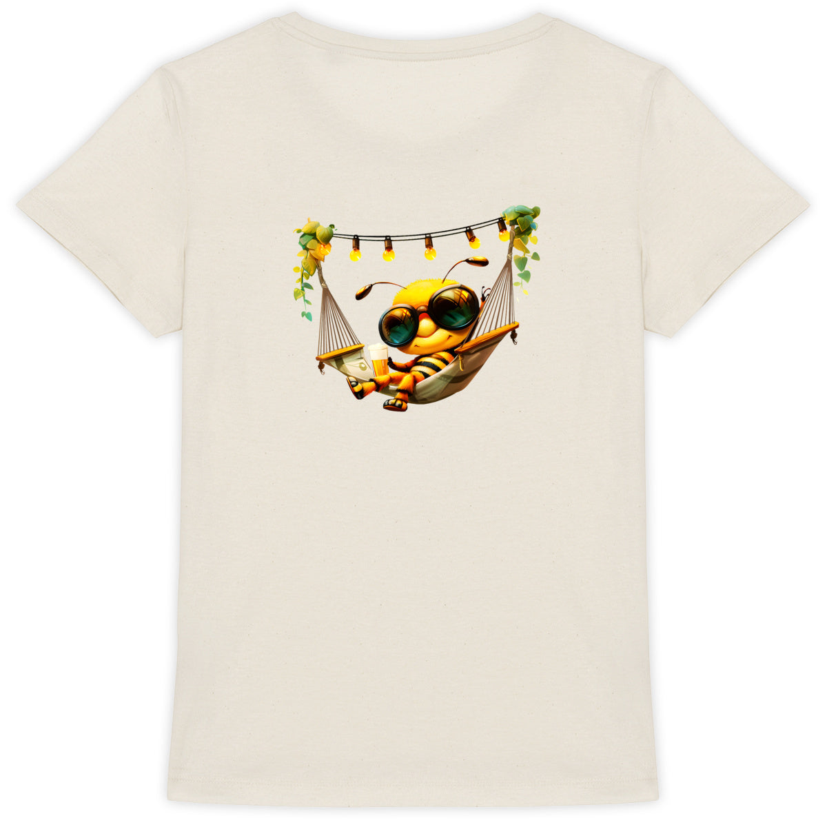 Chilling Out Bee in the Hammock Back T-shirt Femme à Col Rond