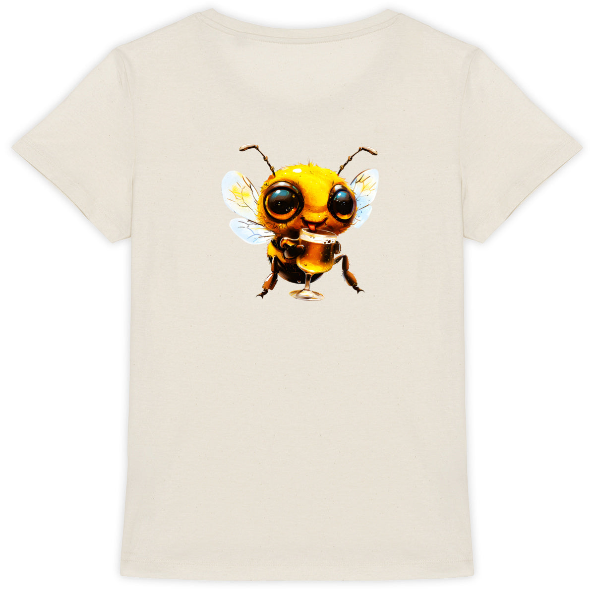 Bee Drinking Beer 1 Back T-shirt Femme à Col Rond