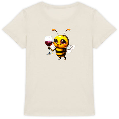 Bee Drinking Wine 2 Back T-shirt Femme à Col Rond