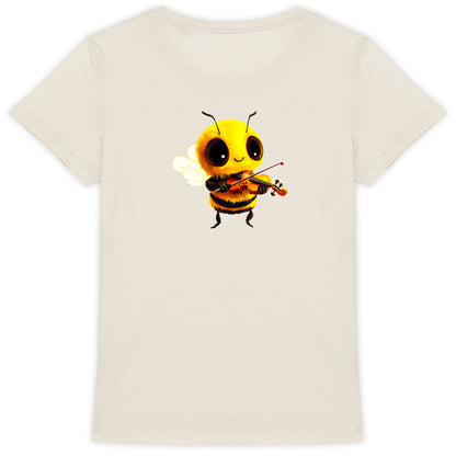 Violin Bee 1 Back T-shirt Femme à Col Rond