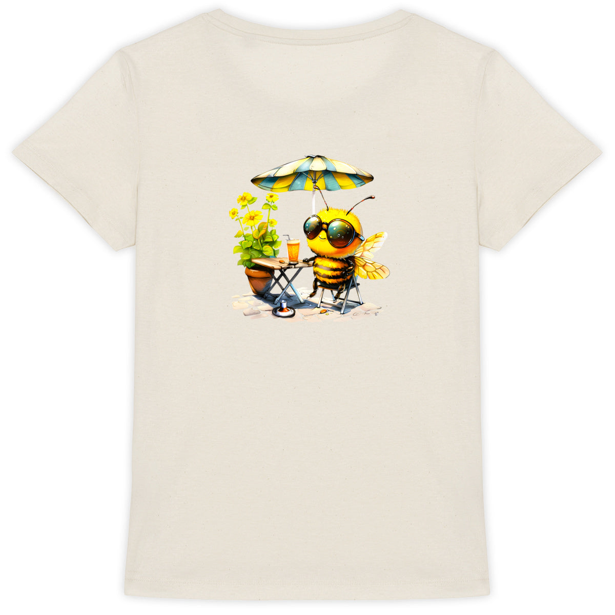 Chilling Bee at the Terrace Back T-shirt Femme à Col Rond